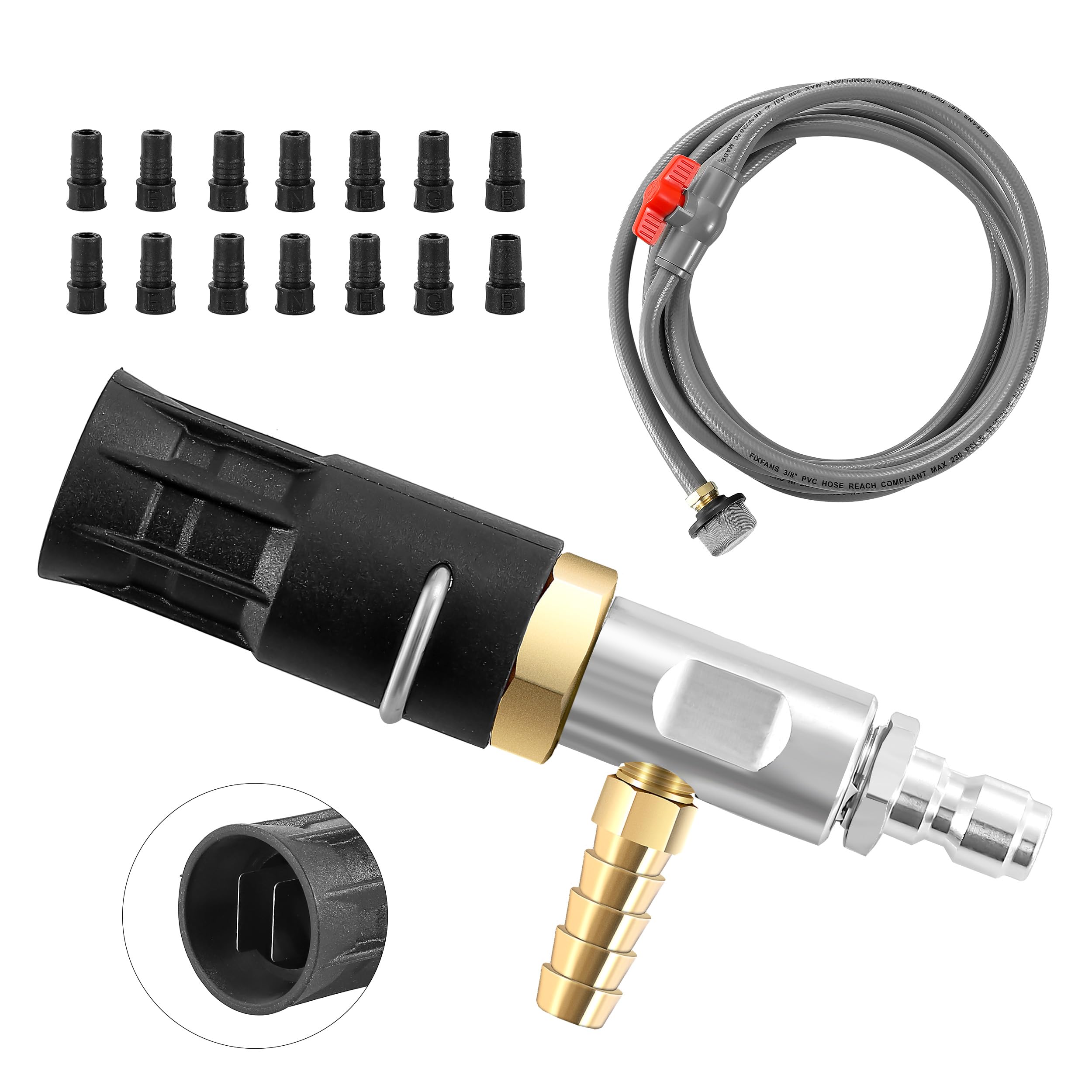 FIXFANS nozzle next to hand for size and scale comparison