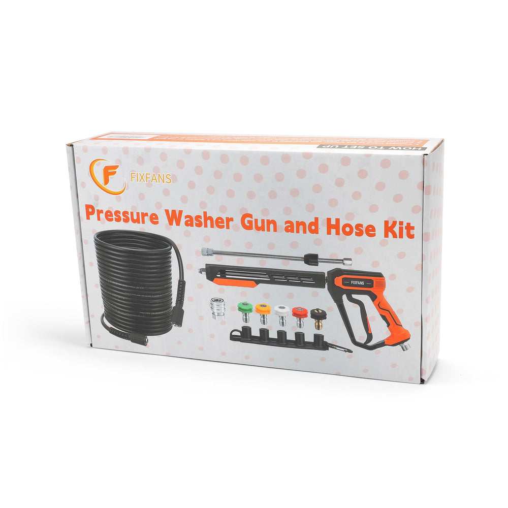 FIXFANS kit beside ruler for scale to show hose length and wand sizes