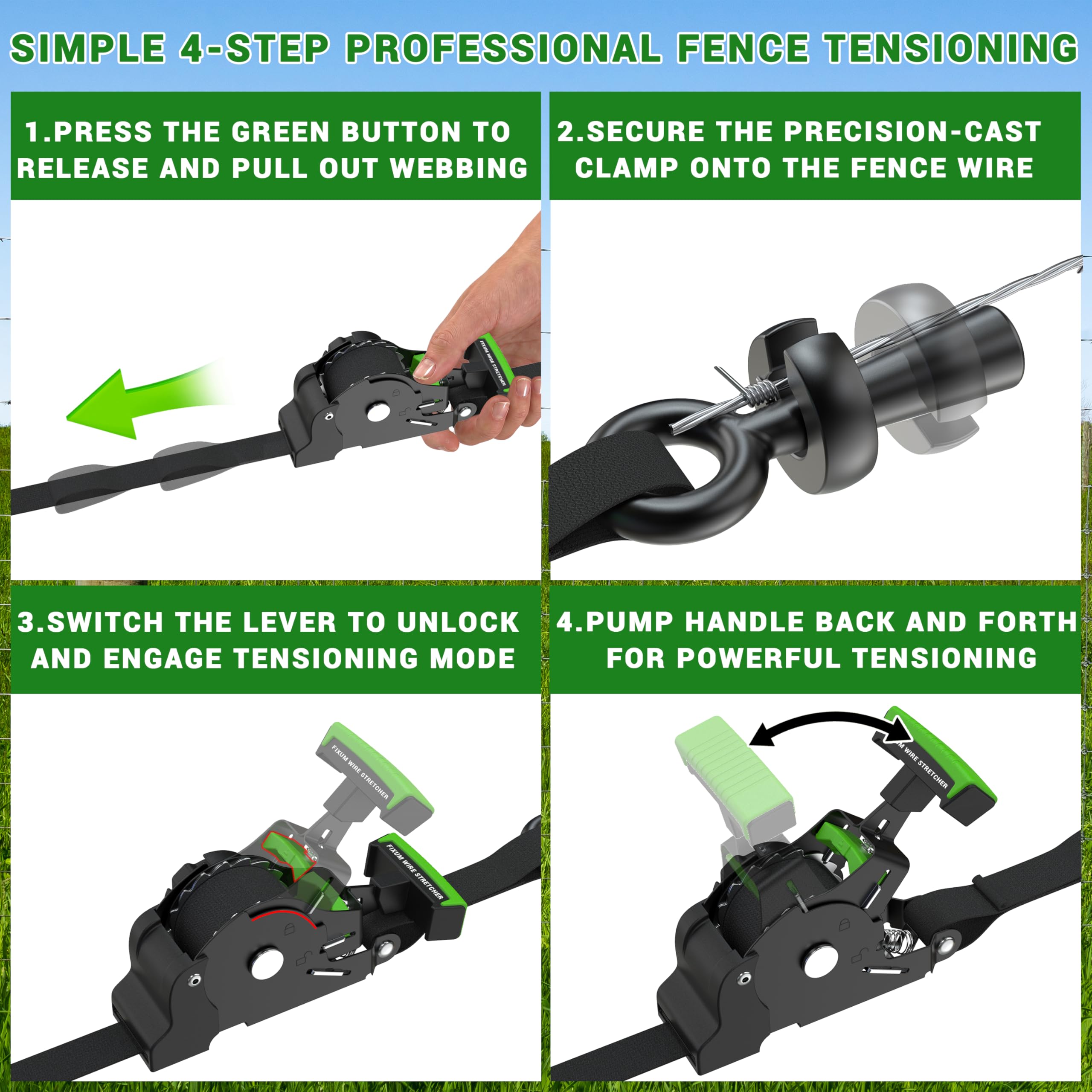 Fixum attached to barbed wire on fence post for repair efficiency benefit