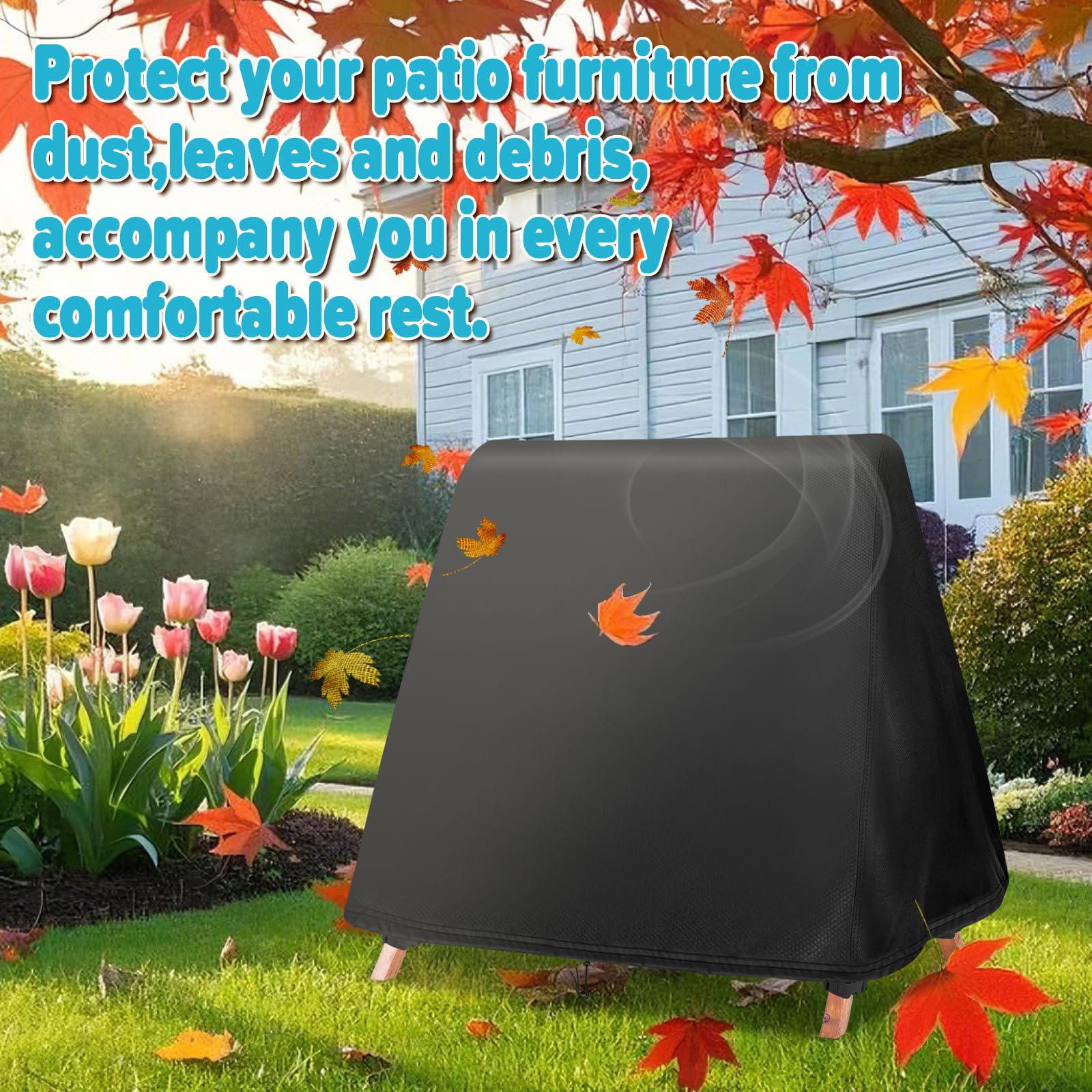 Fizentia cover size comparison next to chair demonstrates fit scale