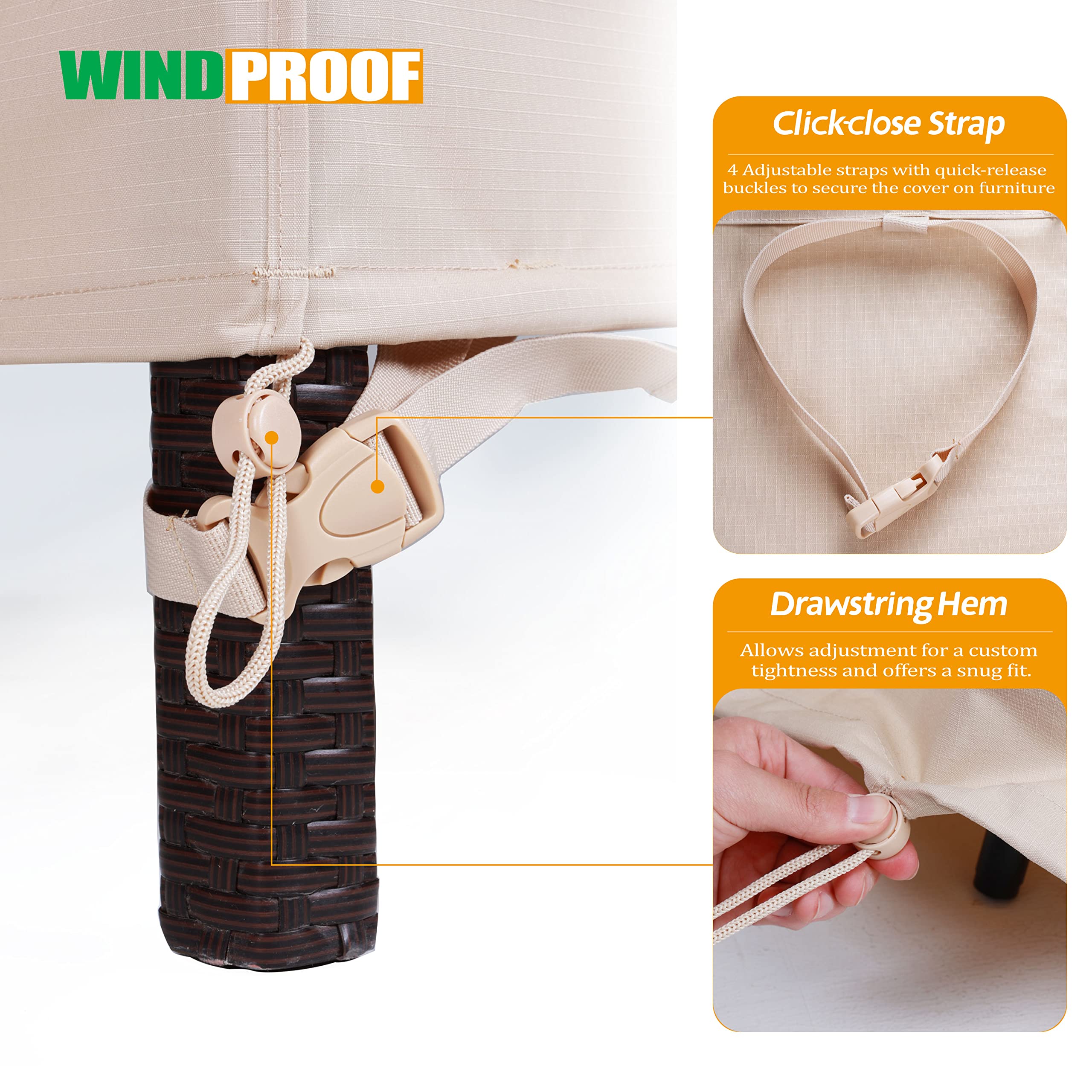 F&J Outdoors side profile of covered table demonstrating weather shielding