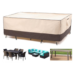 F&J Outdoors front view beige and coffee cover protecting large set