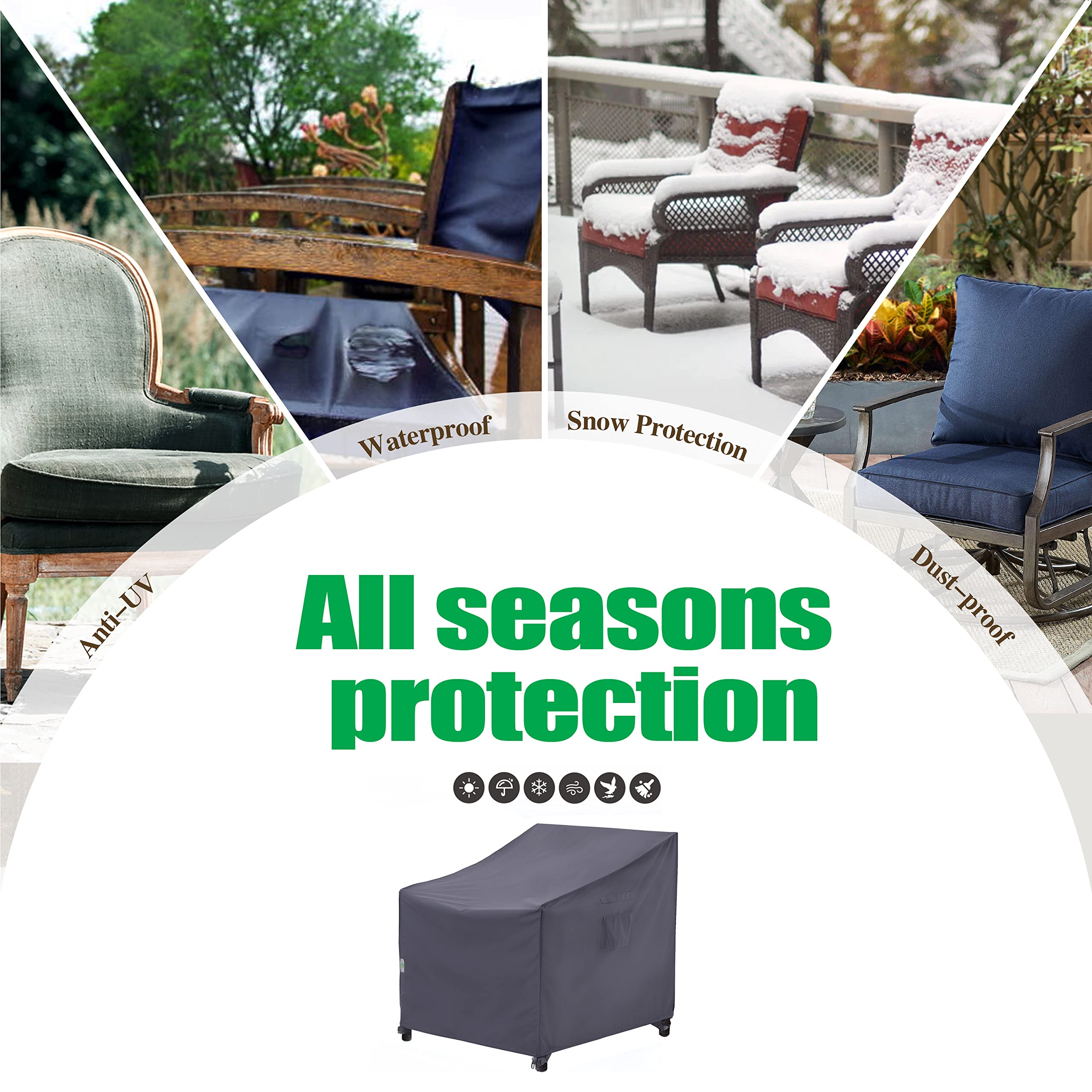 F&J Outdoors covered chairs on patio showing all-weather protection