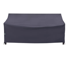 F&J Outdoors front view of grey loveseat cover showing full fit and neat appearance