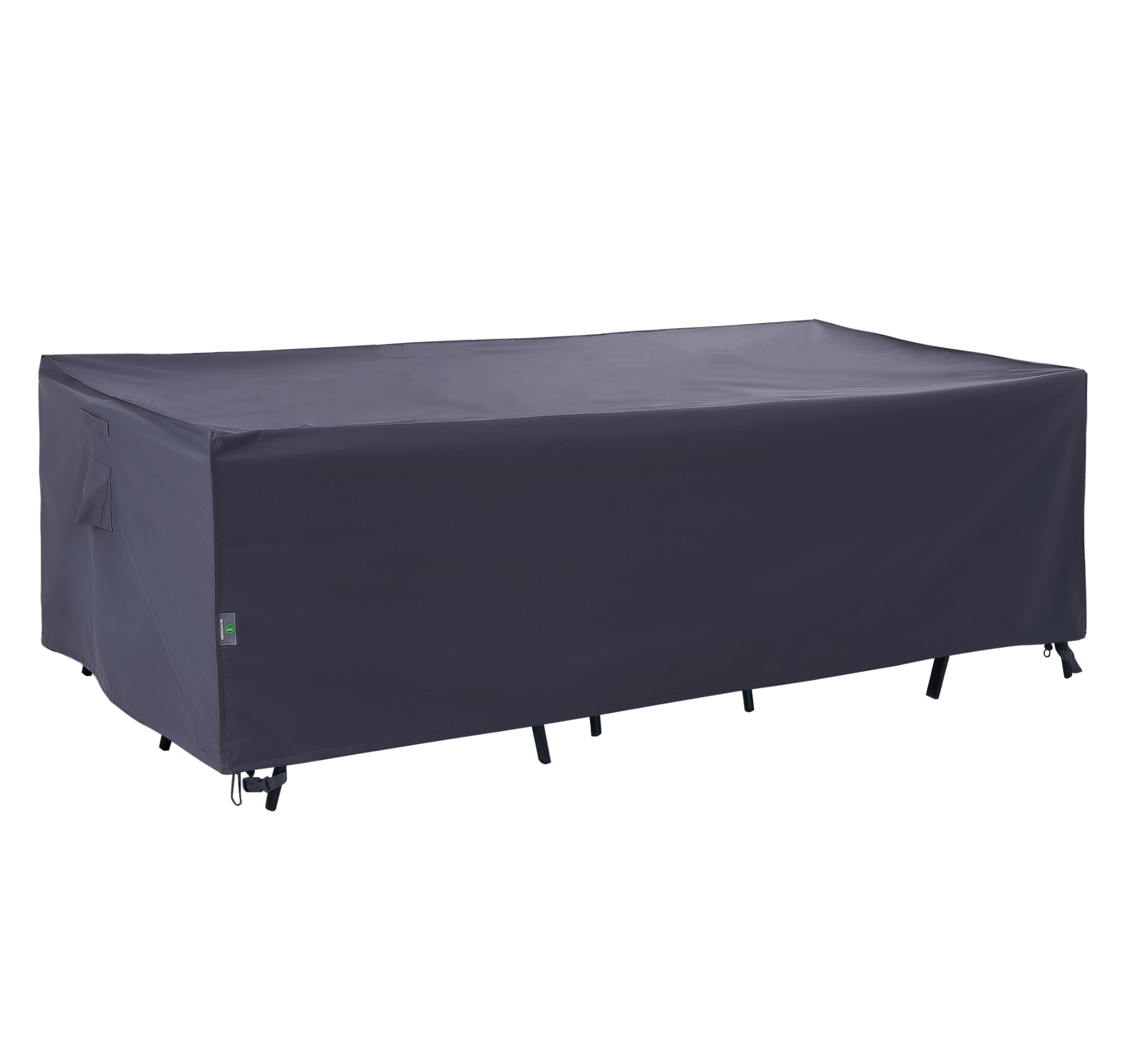 F&J Outdoors front view showing full grey table cover protecting table