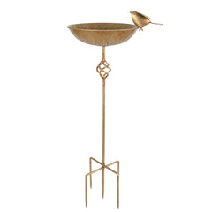 FJJYGYP front view showing sturdy metal bird bath and garden appeal