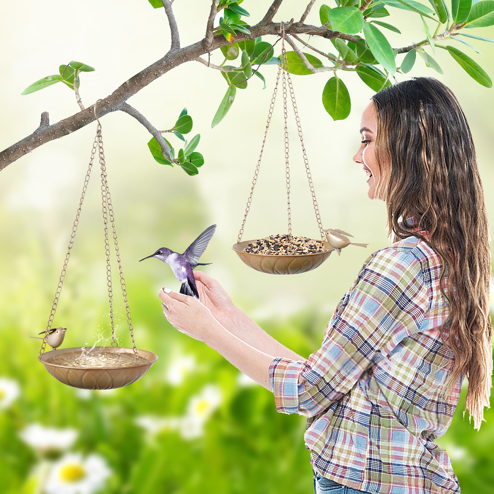FJJYGYP metal bird ornament on rim adding charm and a natural focal point for birdwatching