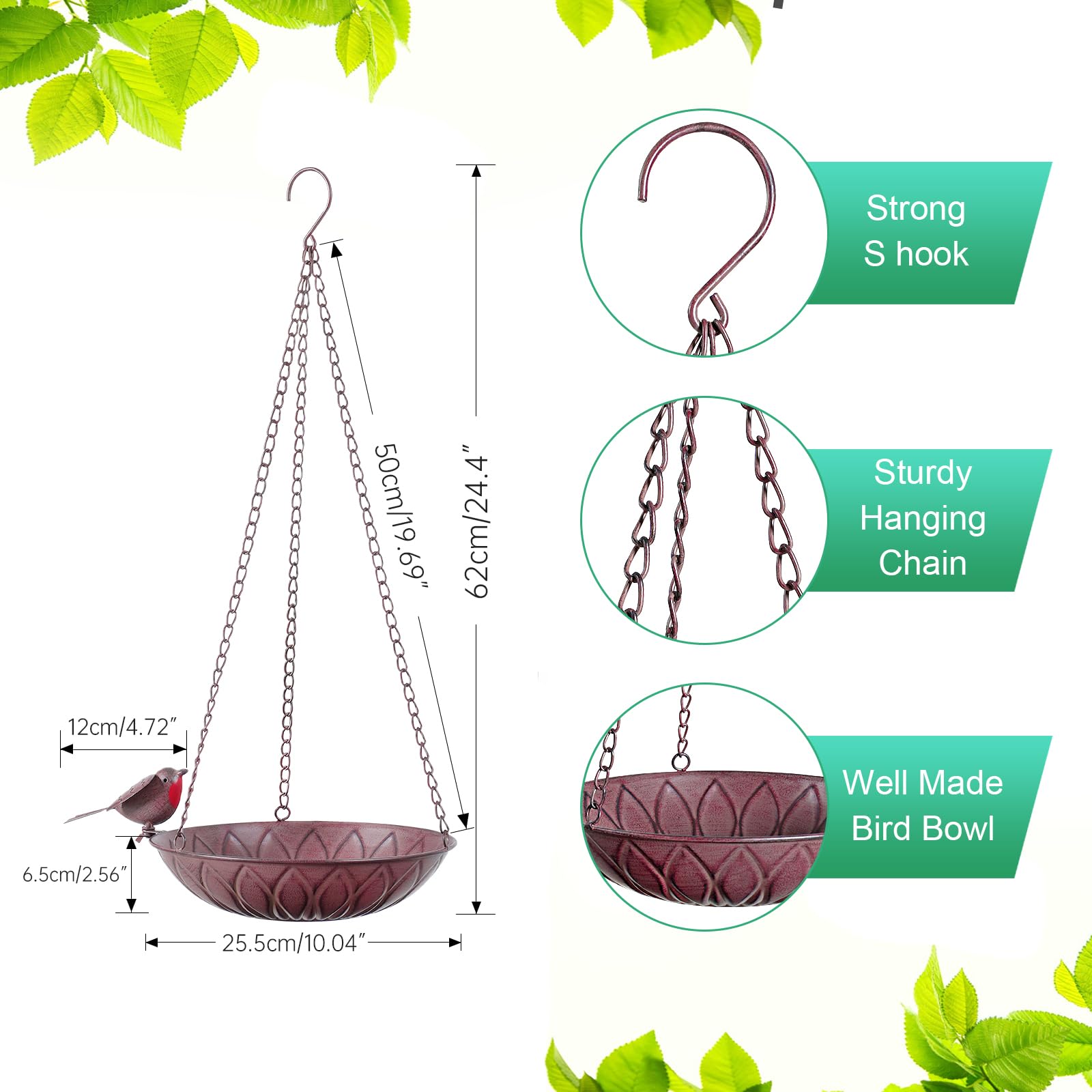 FJJYGYP metal bird ornament detail, decorative accent enhances garden appeal
