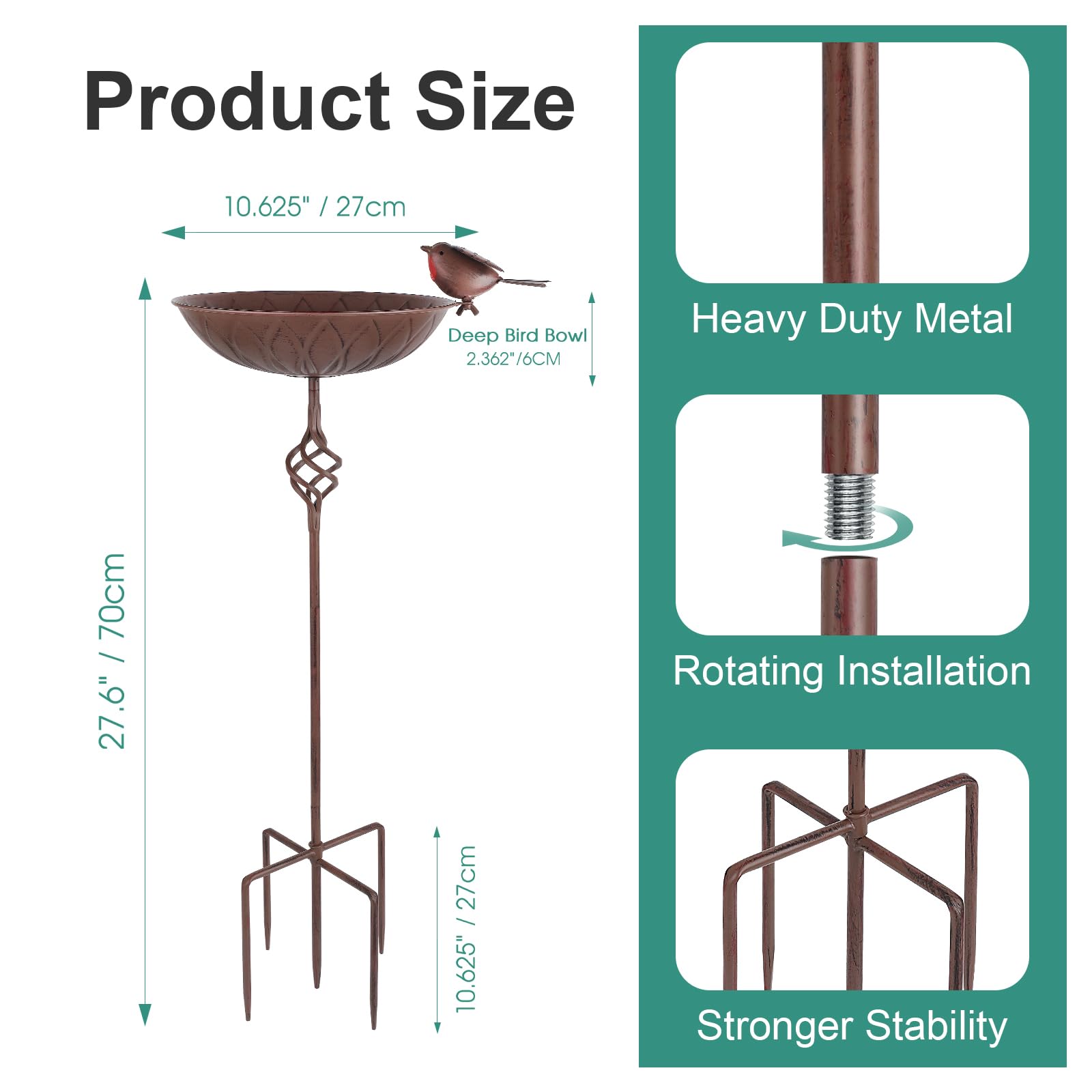 FJJYGYP side profile showing bowl height for bird access
