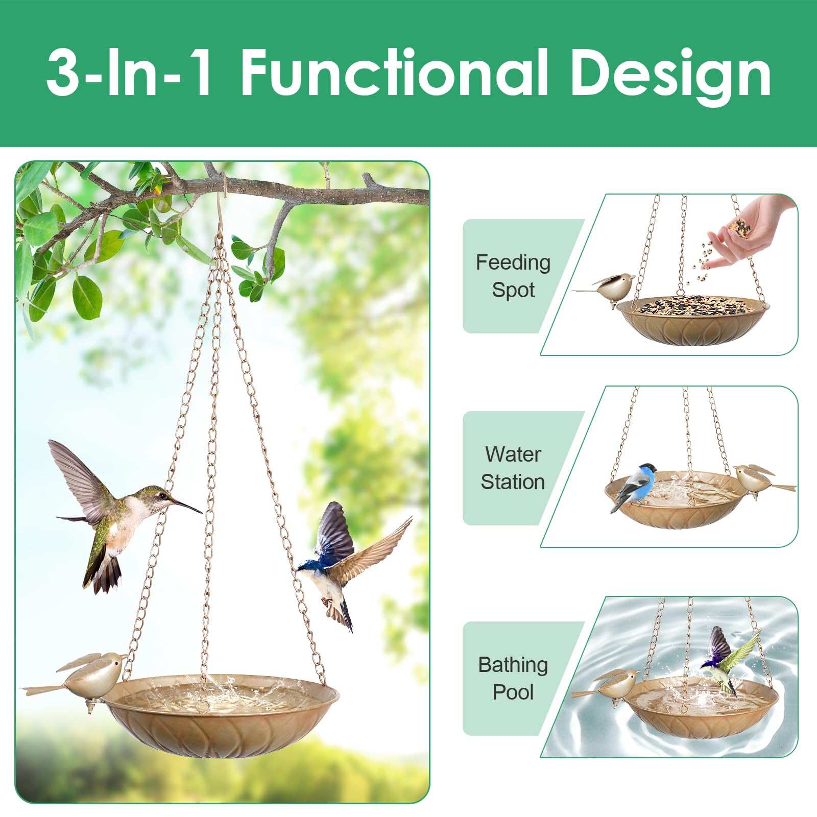 FJJYGYP size comparison with hand showing bowl scale for small to medium backyard birds