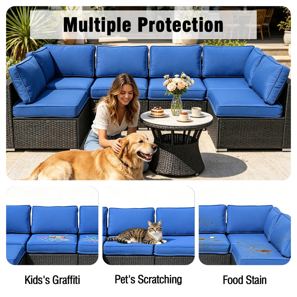 FKSLIFE covers installed on outdoor sofa, refreshes patio appearance quickly