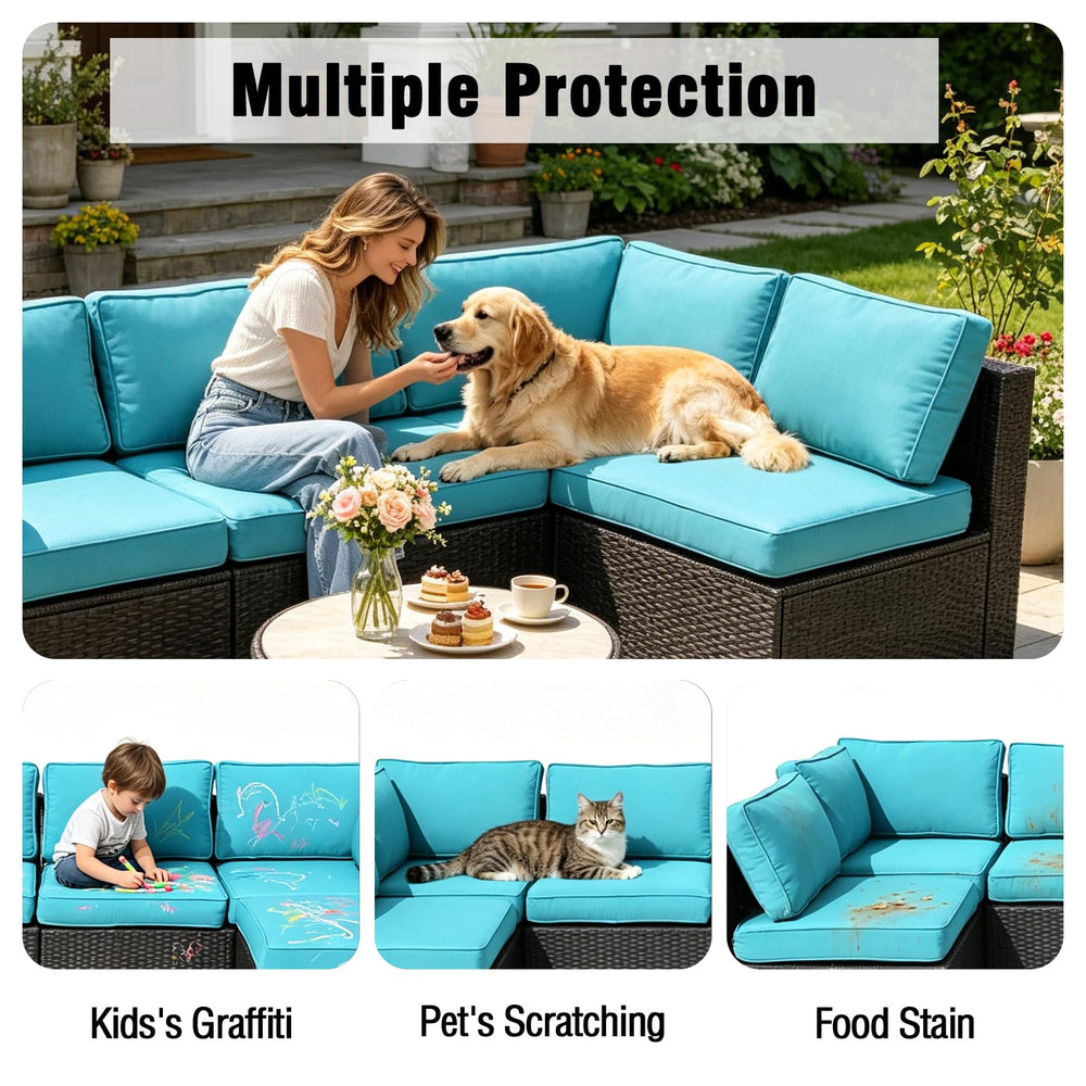 FKSLIFE cushion covers fitted on outdoor sofa offering neat refreshed seating