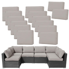 FKSLIFE front view of full 14-piece gray cushion cover set showing neat fit and color