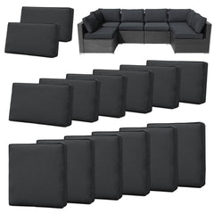 FKSLIFE front view of 14-piece black gray cover set showing neat folded stack and zippered edges