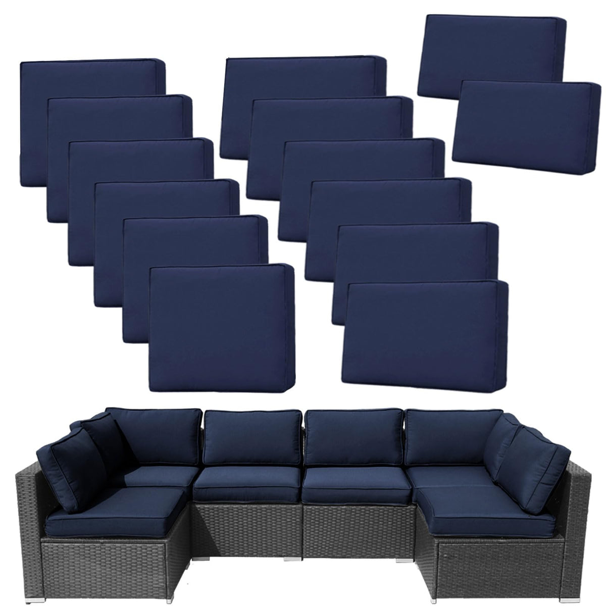 FKSLIFE front view of full 14-piece cover set protects cushions