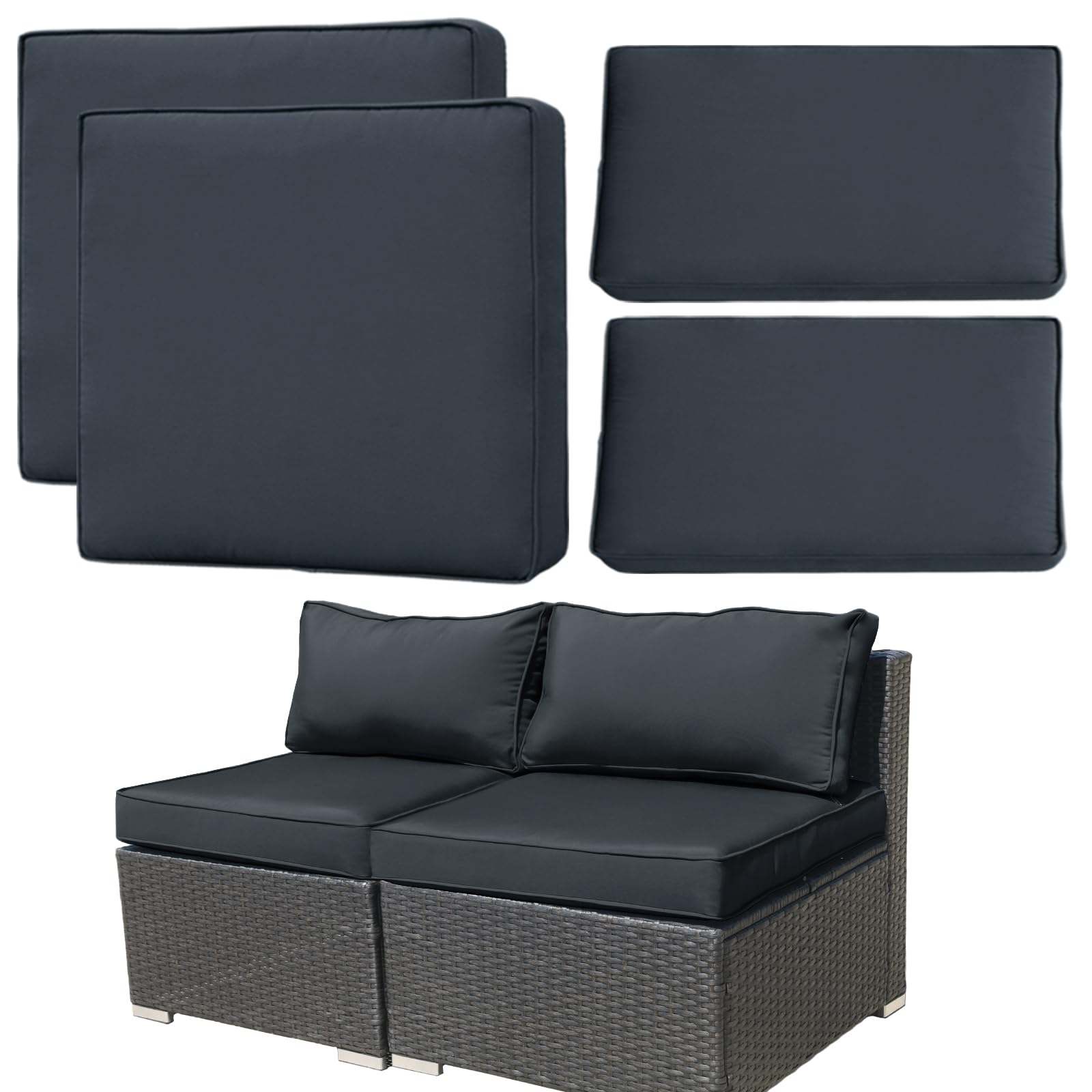 FKSLIFE front view of four dark grey cushion covers protecting furniture