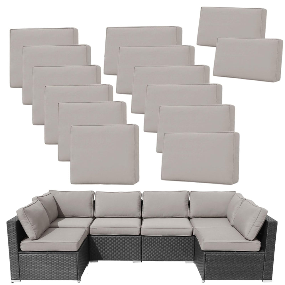 FKSLIFE front view of full 14-piece set showing light gray covers and neat fit