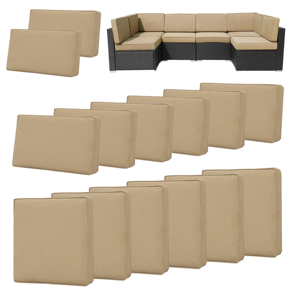 FKSLIFE front view of 14-piece brown cushion covers set, neat coordinated look