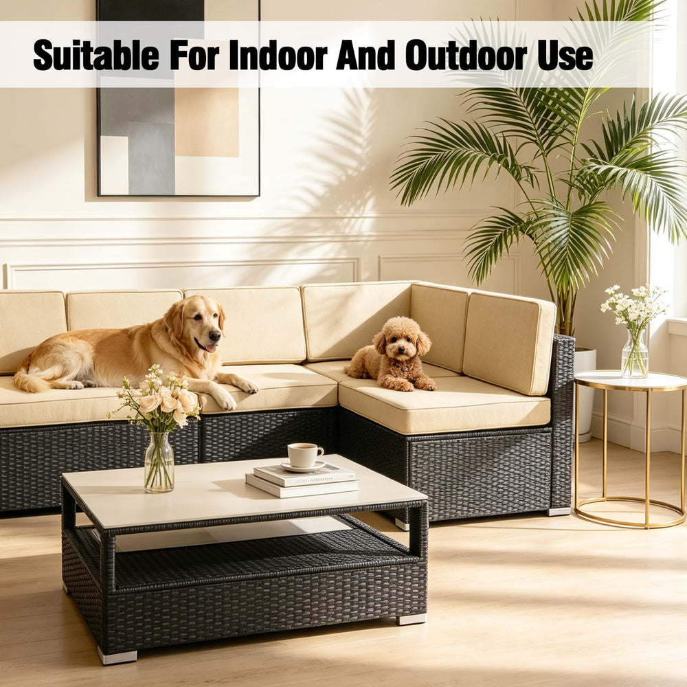FKSLIFE outdoor patio scene with beige covers showing coordinated style benefit