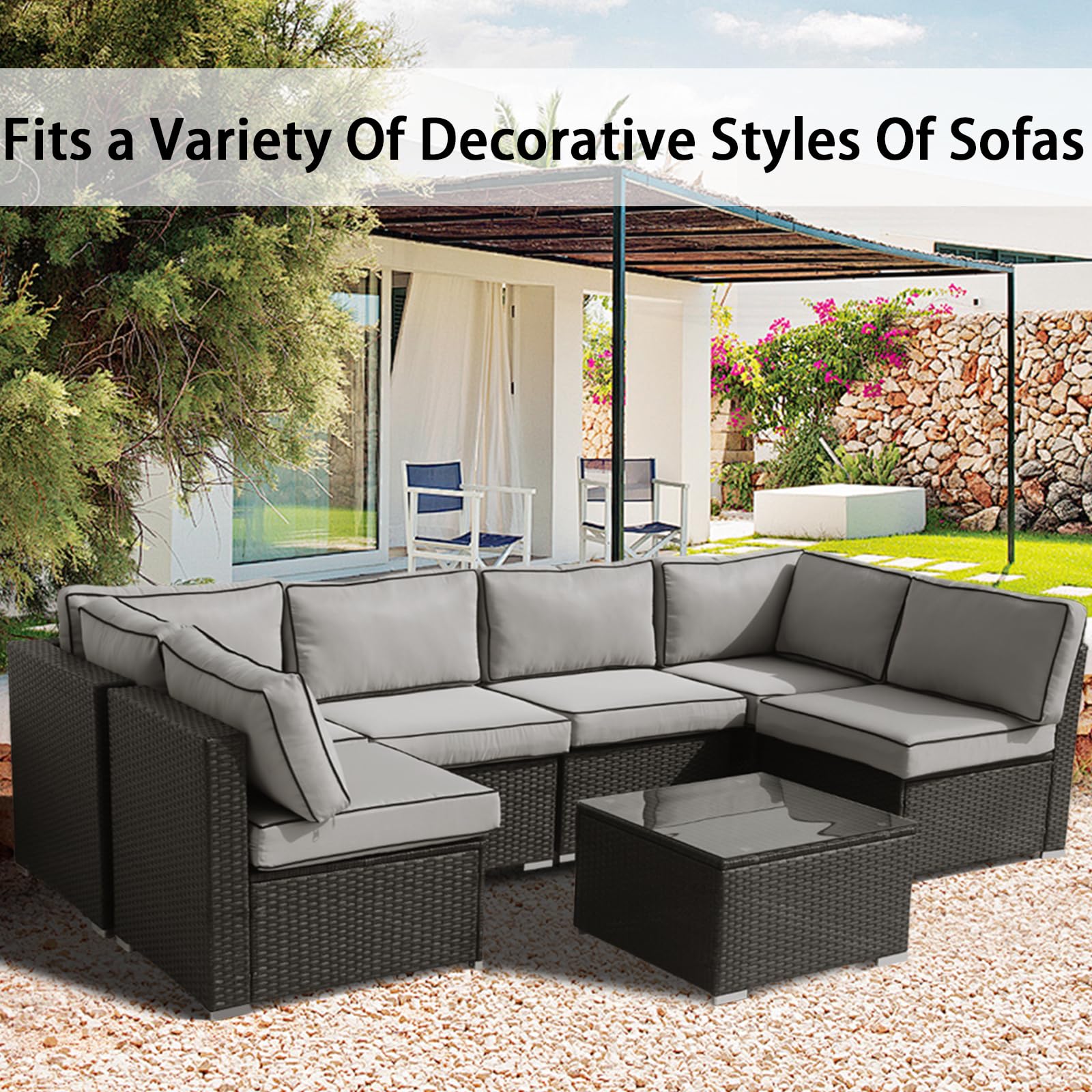 FKSLIFE seat and back covers placed on sofa illustrating tidy modern appearance