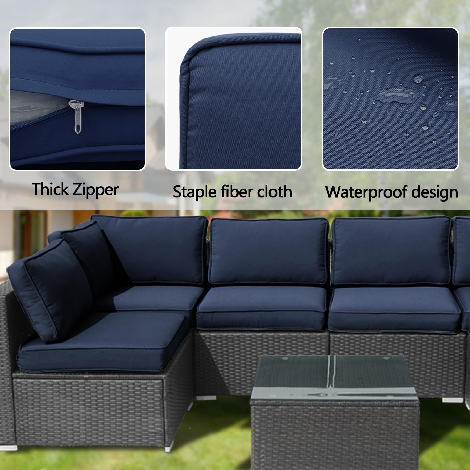 FKSLIFE seat cover installed on outdoor sofa refreshes appearance