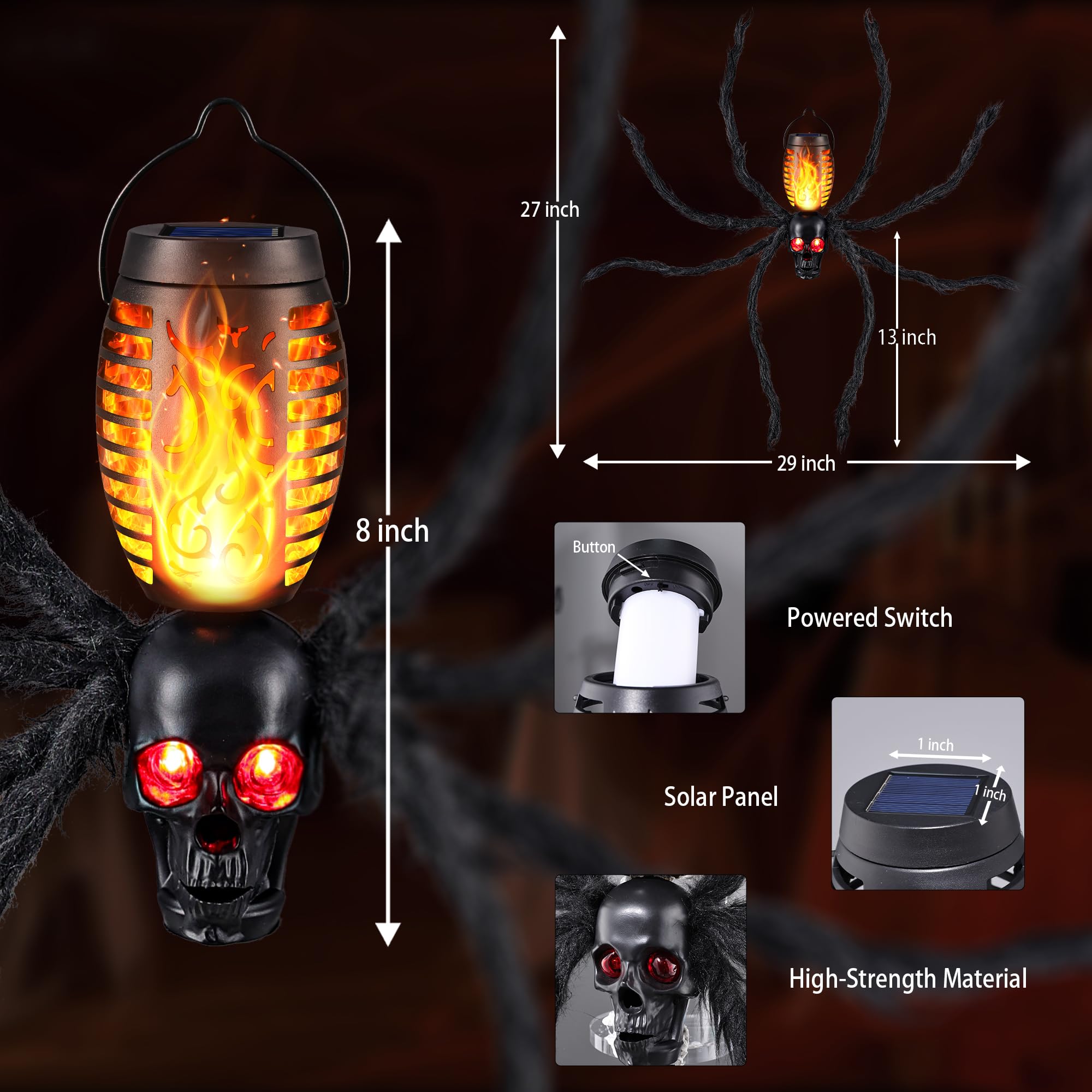 Flacchi skull red eyes detail highlighting eerie night illumination
