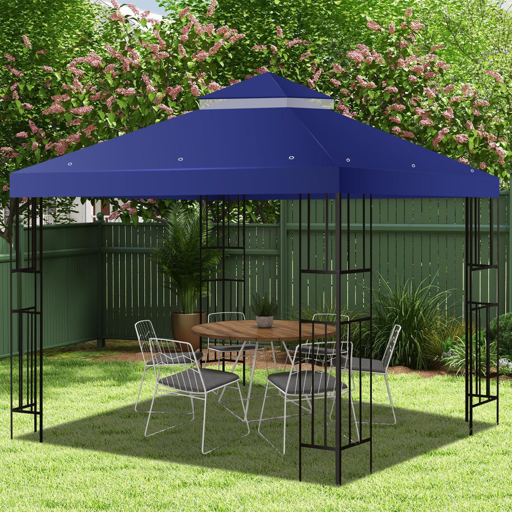 FLAGLY canopy in use at backyard BBQ providing shade and smoke venting