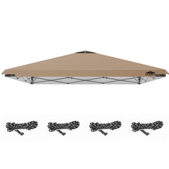 FLAGLY front view of khaki 12x12 canopy top showing waterproof protection and coverage