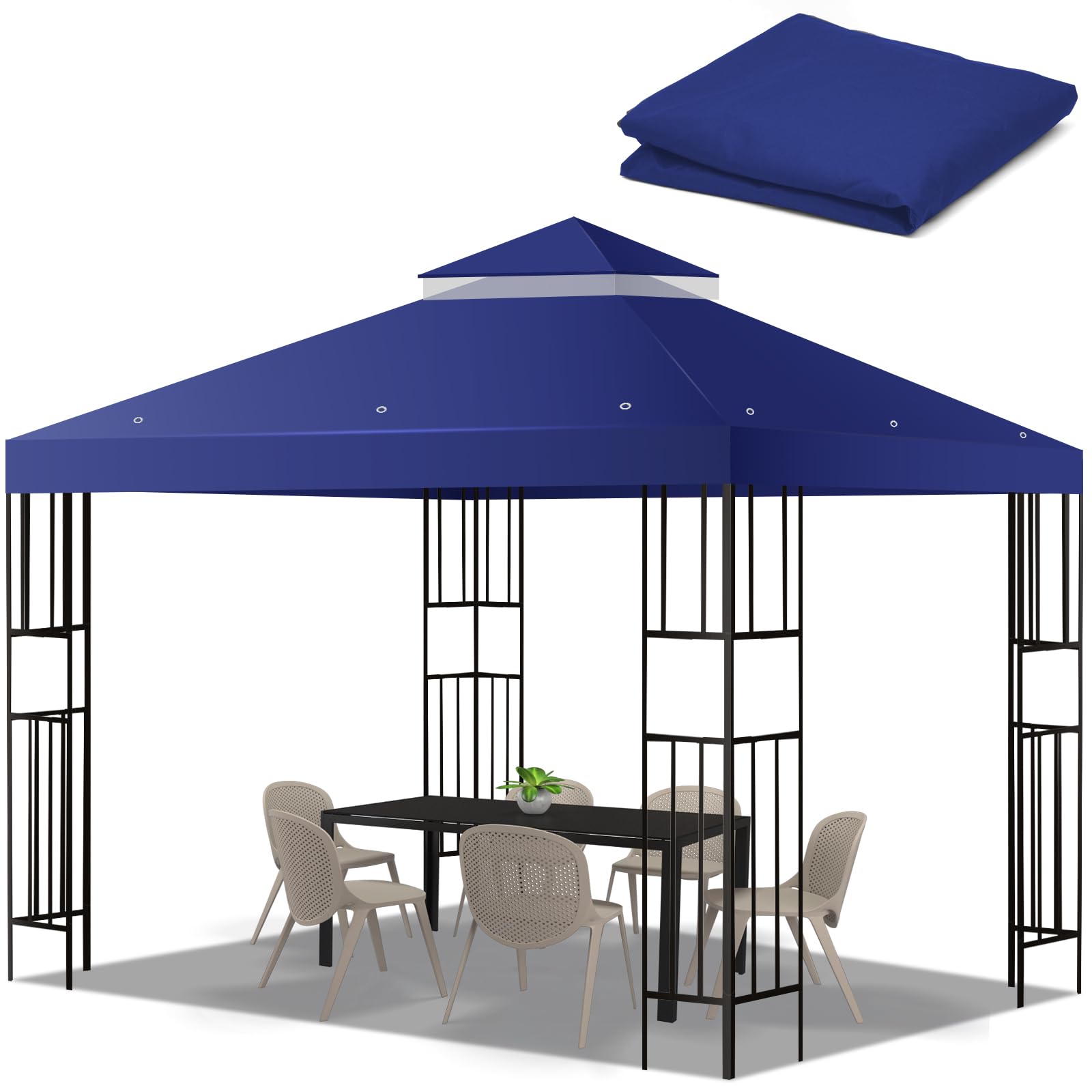 FLAGLY front view of 10x10 canopy showing clean installation and sun protection