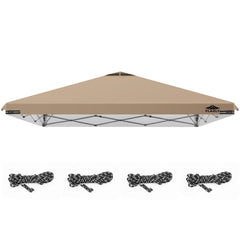 FLAGLY front view khaki canopy top showing full 10x10 coverage and sun protection