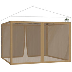 FLAGLY vista frontal de la mosquitera khaki mostrando cobertura completa y acceso