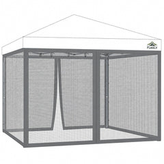 FLAGLY vista frontal de la mosquitera 10x10 protegiendo el toldo, mantiene insectos fuera