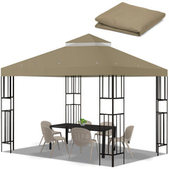 FLAGLY front view khaki canopy showing full roof and fit benefit protection