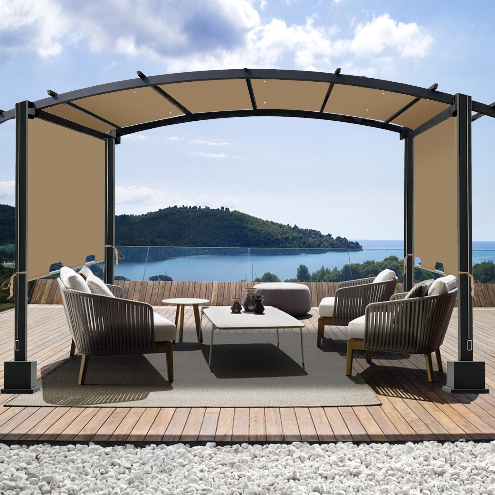 FLAGLY canopy in a patio scene providing shaded seating and stylish outdoor appeal