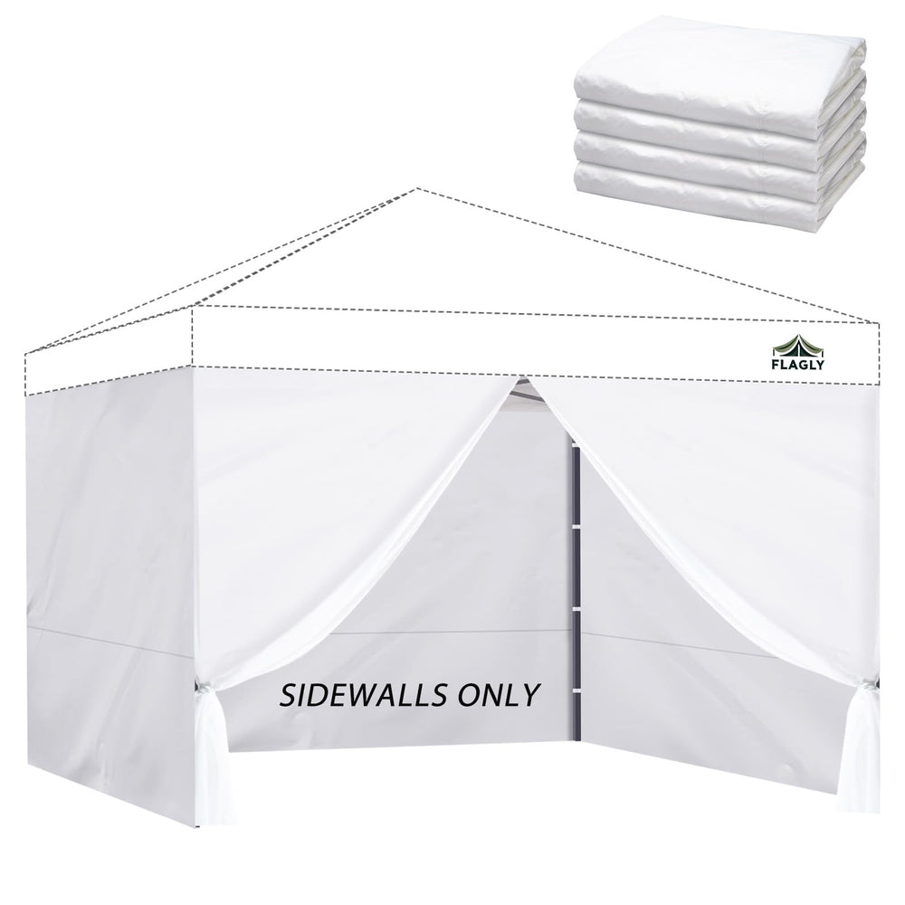 FLAGLY front view of white sidewall showing full coverage and privacy