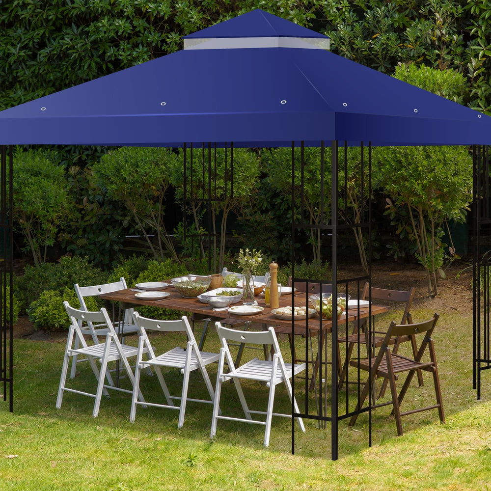 FLAGLY canopy next to chair showing 10x10 scale and coverage benefit