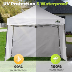 FLAGLY top Velcro straps attaching to canopy truss for secure easy installation benefit