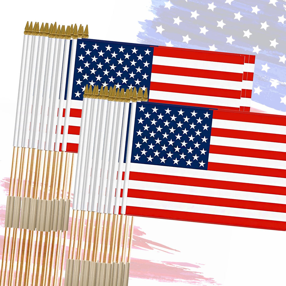 FLAGMESAGE front packaging showing 50-pack of ready-to-wave flags, easy event supply