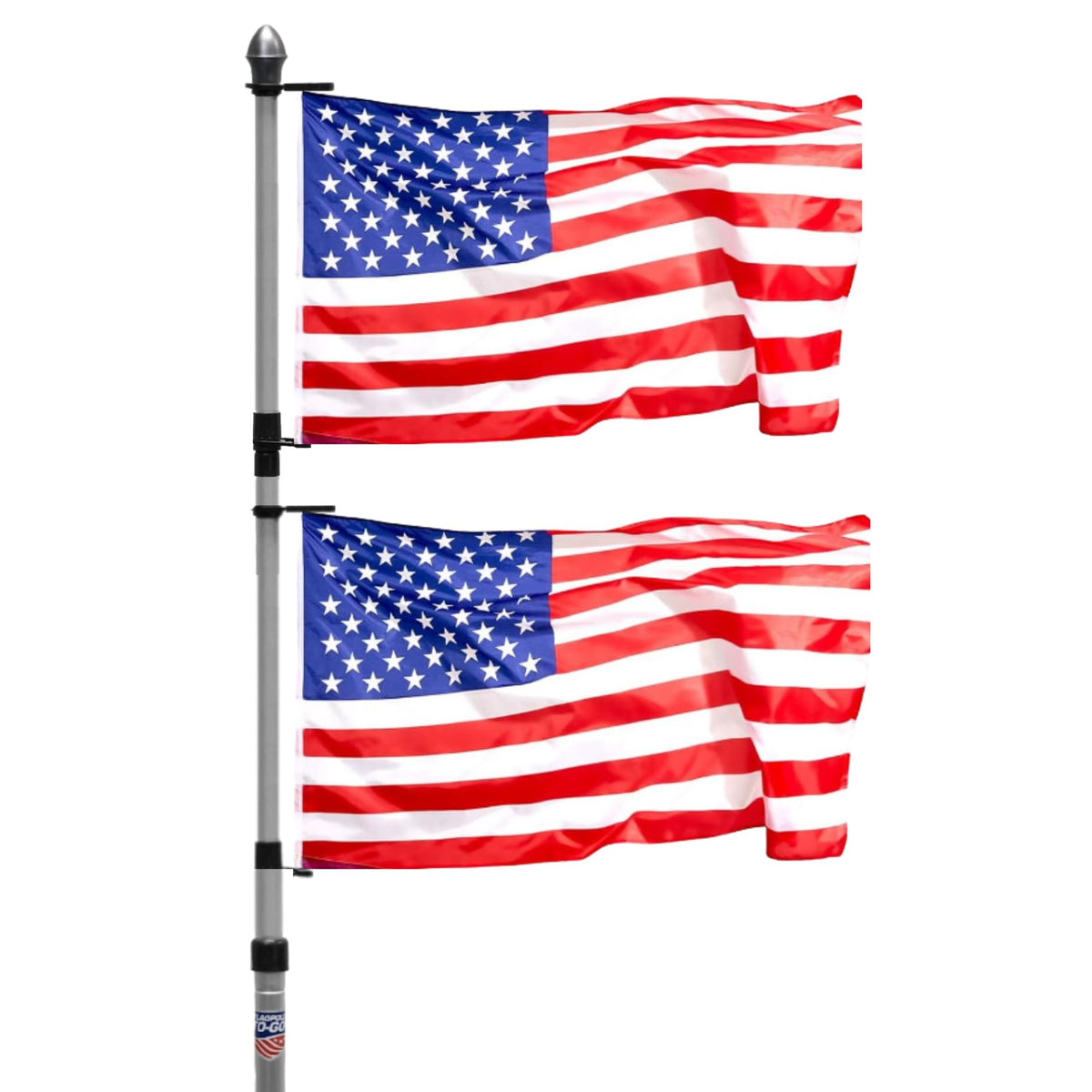 Flagpole-To-Go front view showing full 20-foot height for visibility