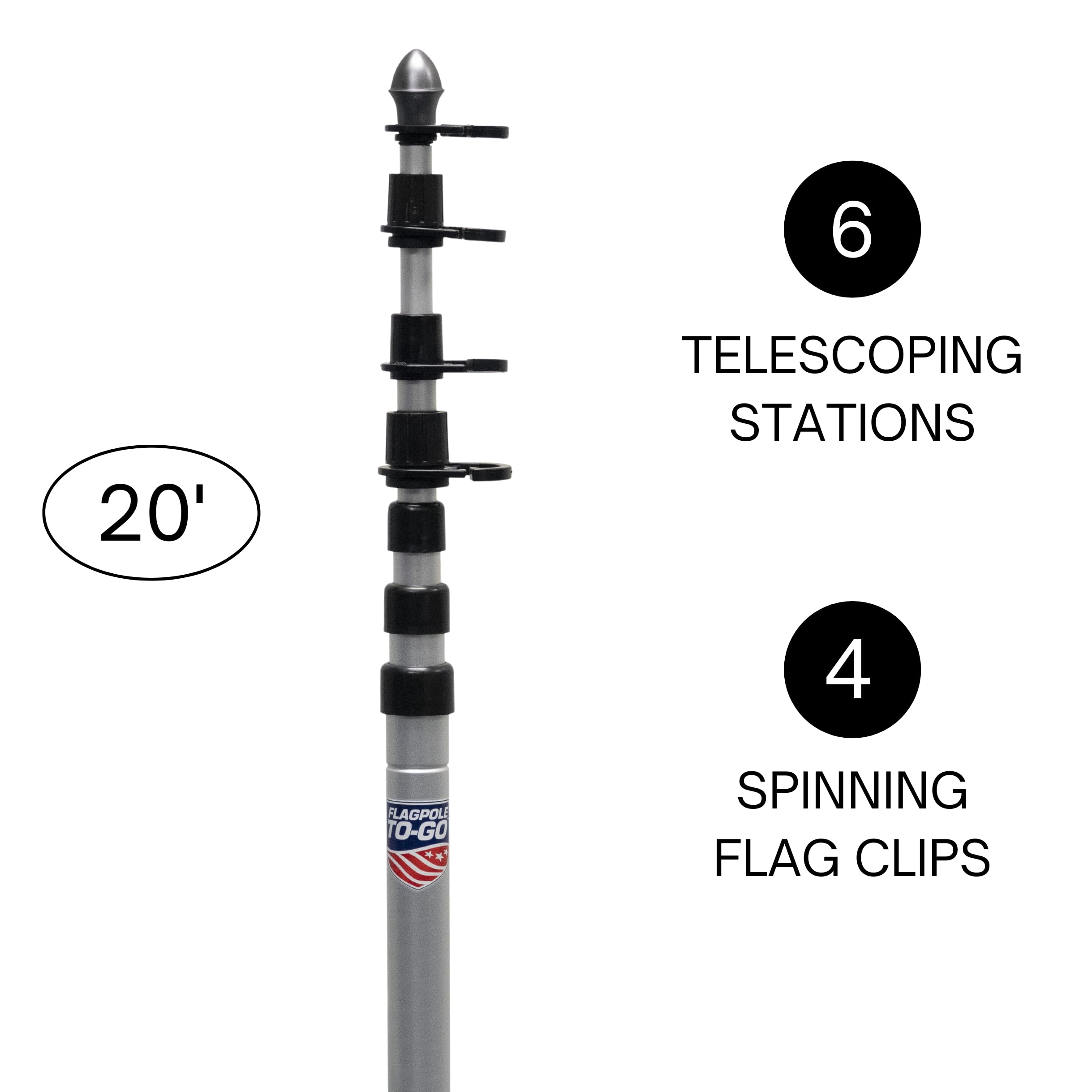 Flagpole-To-Go close-up cam-lock detail demonstrating secure locking