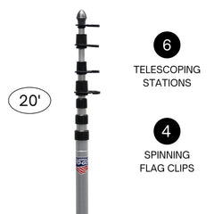 Flagpole-To-Go close-up cam-lock detail demonstrating secure locking