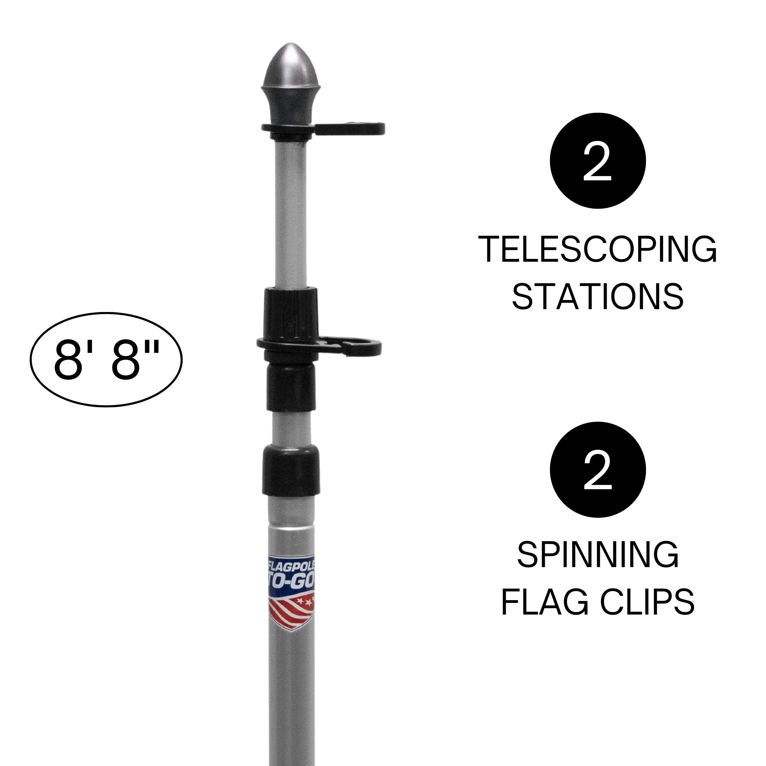 Flagpole-To-Go collapsed to 4 feet for easy transport and storage