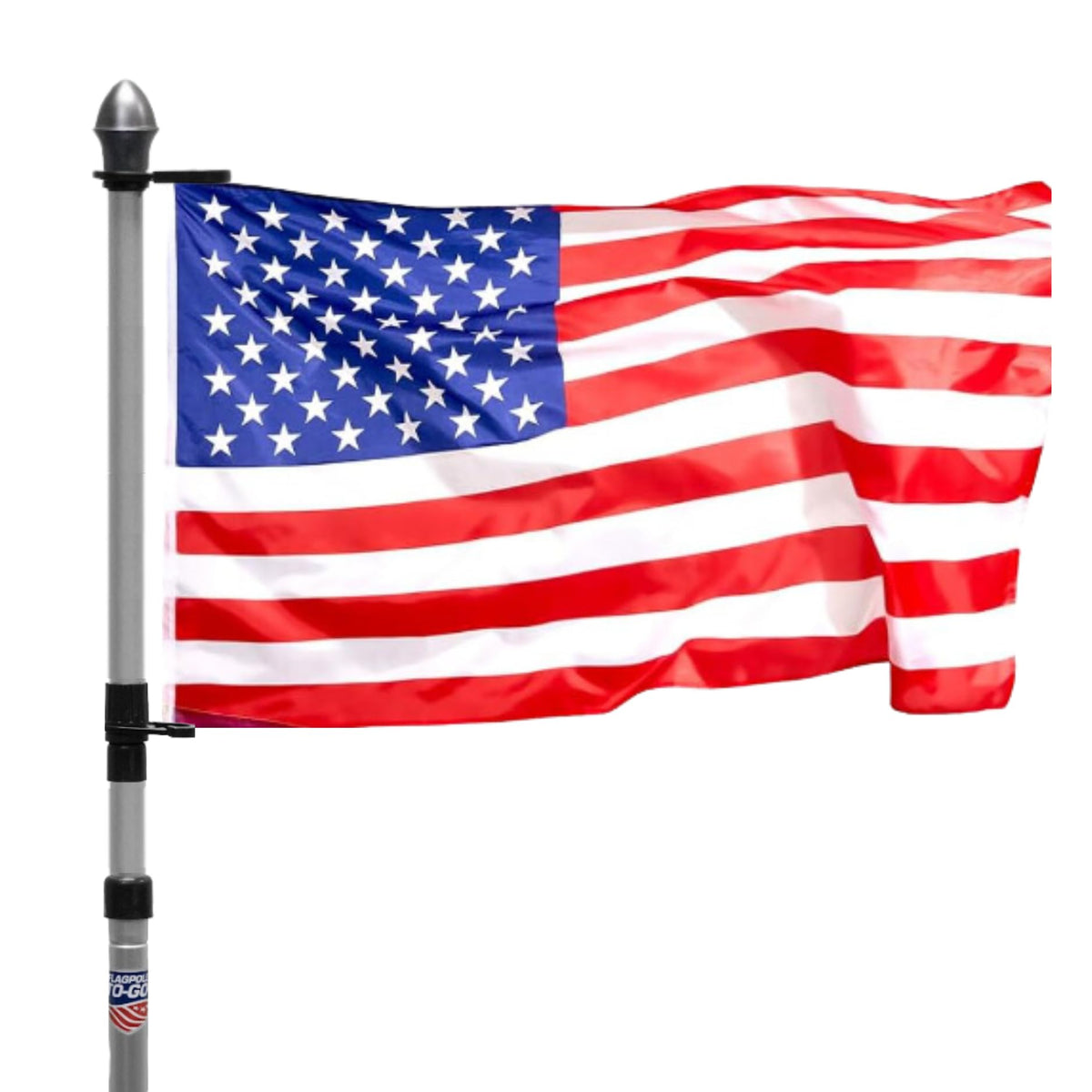 Flagpole-To-Go front view showing full height and stable display benefit