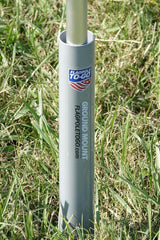 Flagpole‑To‑Go with flagpole attached demonstrating stable display at events
