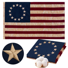 FLAGWIN Betsy Ross front view vintage cotton flag conveys historic charm