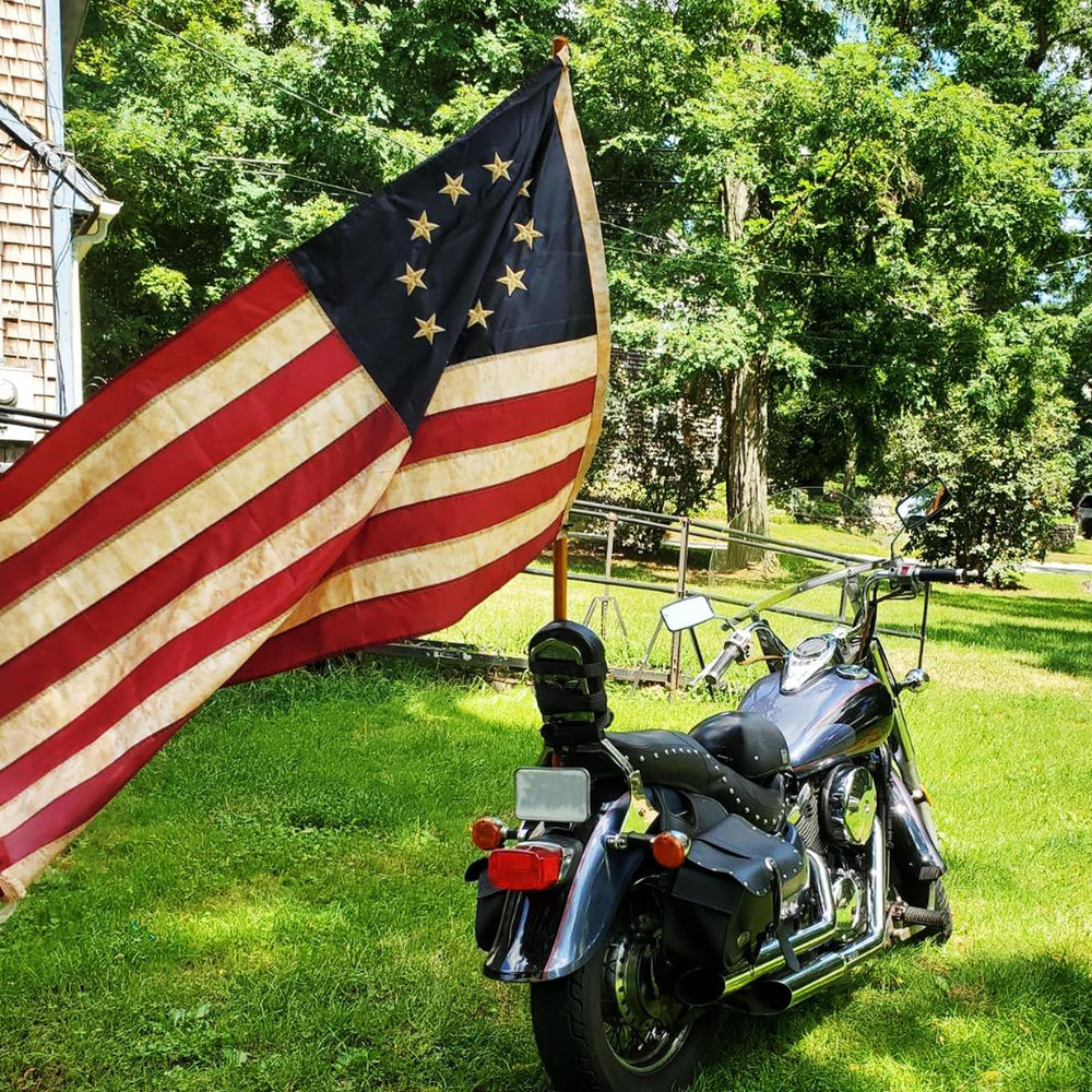 FLAGWIN flag hung on interior wall complements rustic home décor