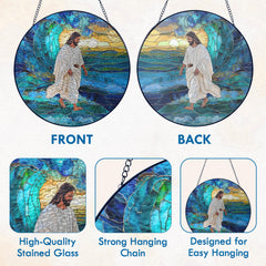 FLAGWIX suncatcher held in hand for scale and easy placement benefit