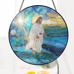 FLAGWIX stained glass front view showing faith motif and vibrant color benefits