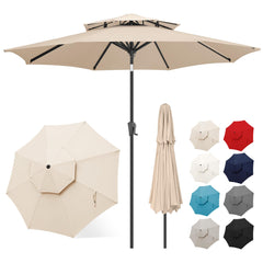 FLAME&SHADE front view of 9 ft umbrella showing full coverage