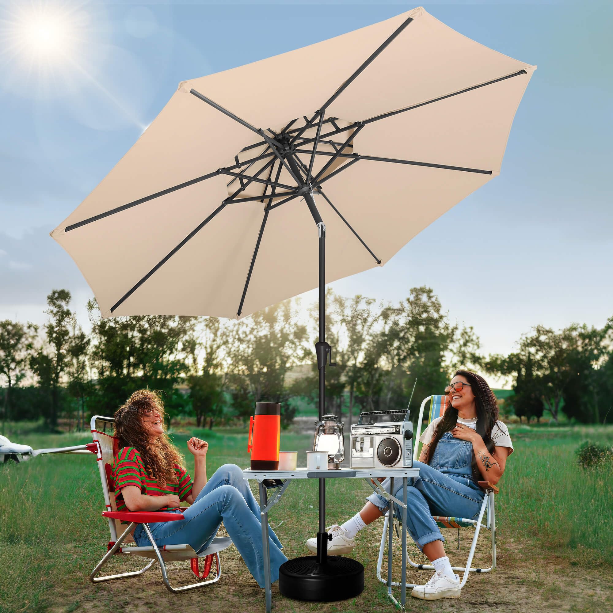 FLAME&SHADE umbrella folded in protective cover for storage
